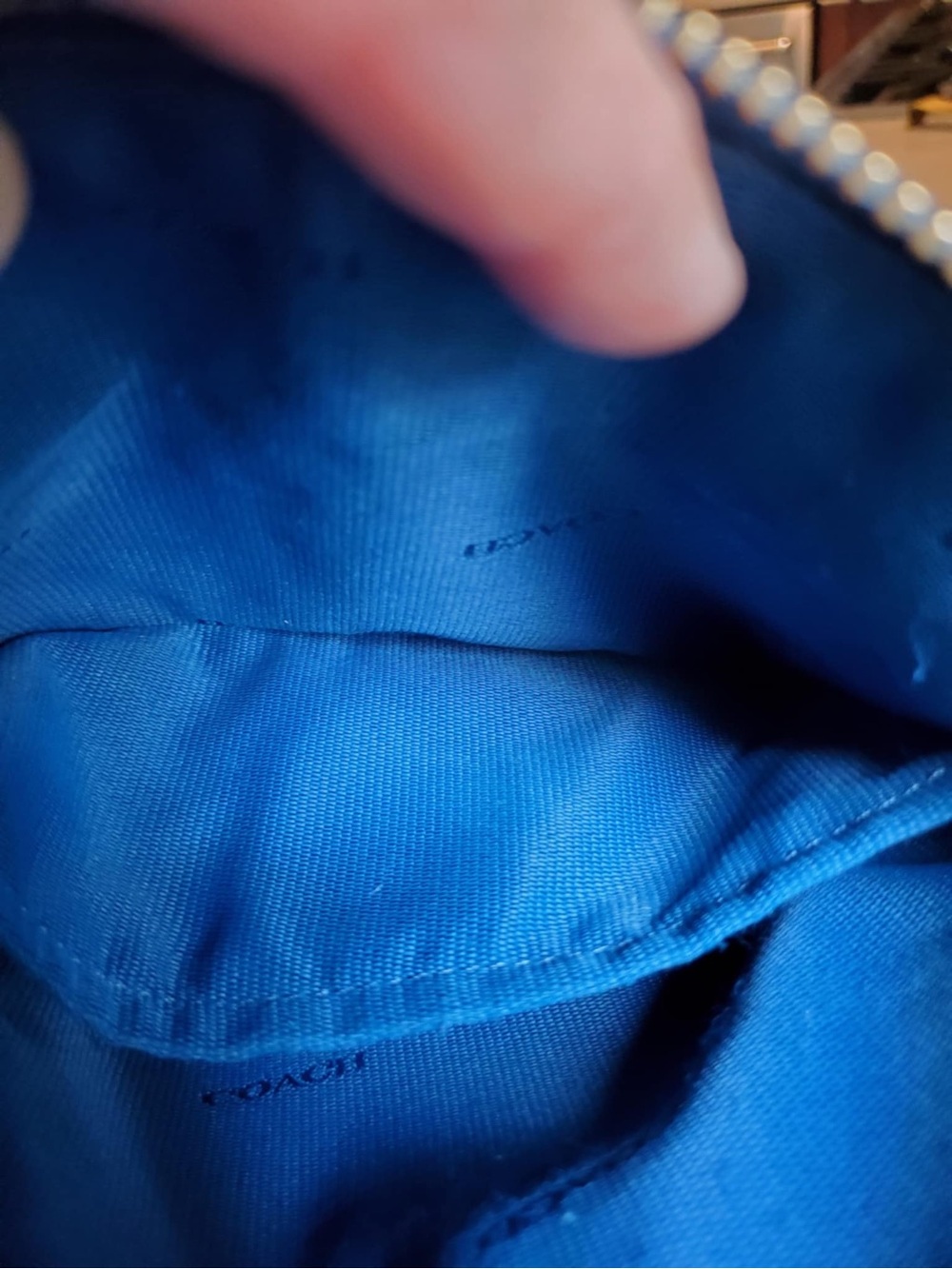 Coach Blue Coach Embossed Textured Leather North South Swingpack - Picture 11 of 14